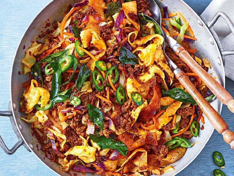 Sri Lankan kottu roti being prepared