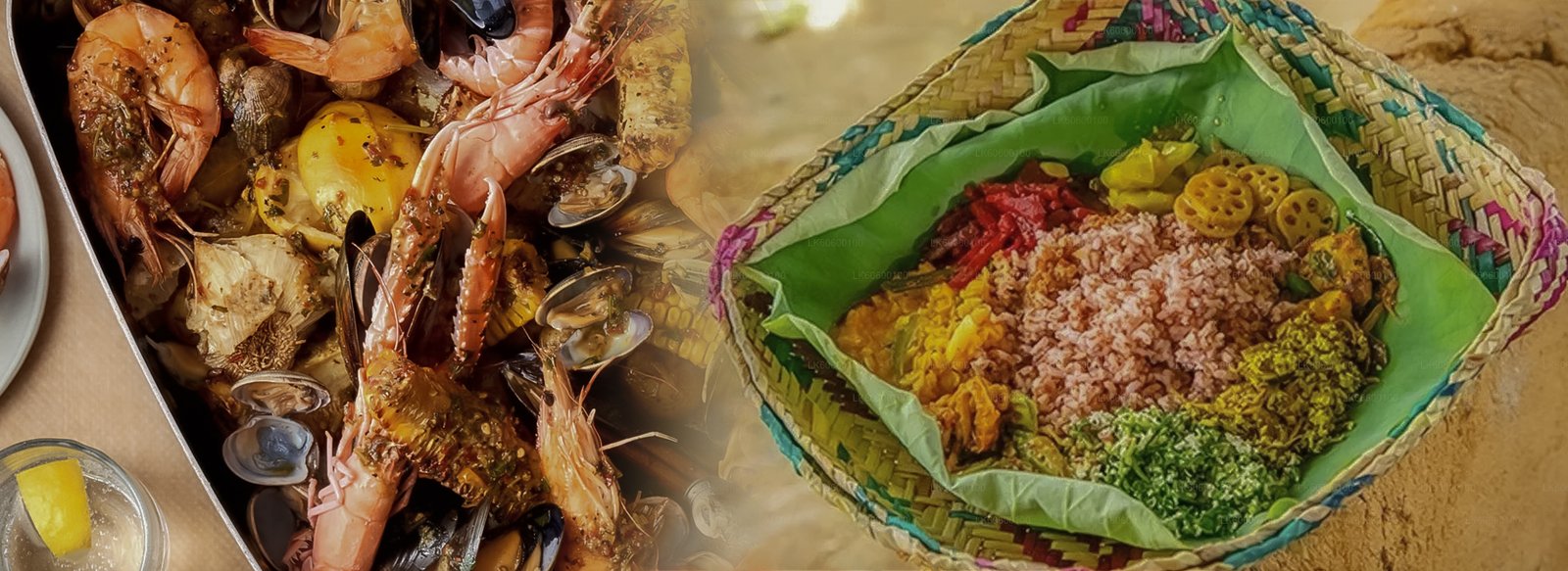 Traditional Sri Lankan rice and curry spread